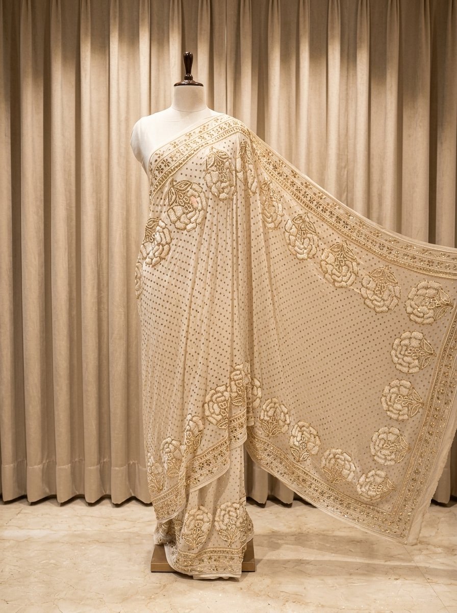 Golden Beige Elegant Saree