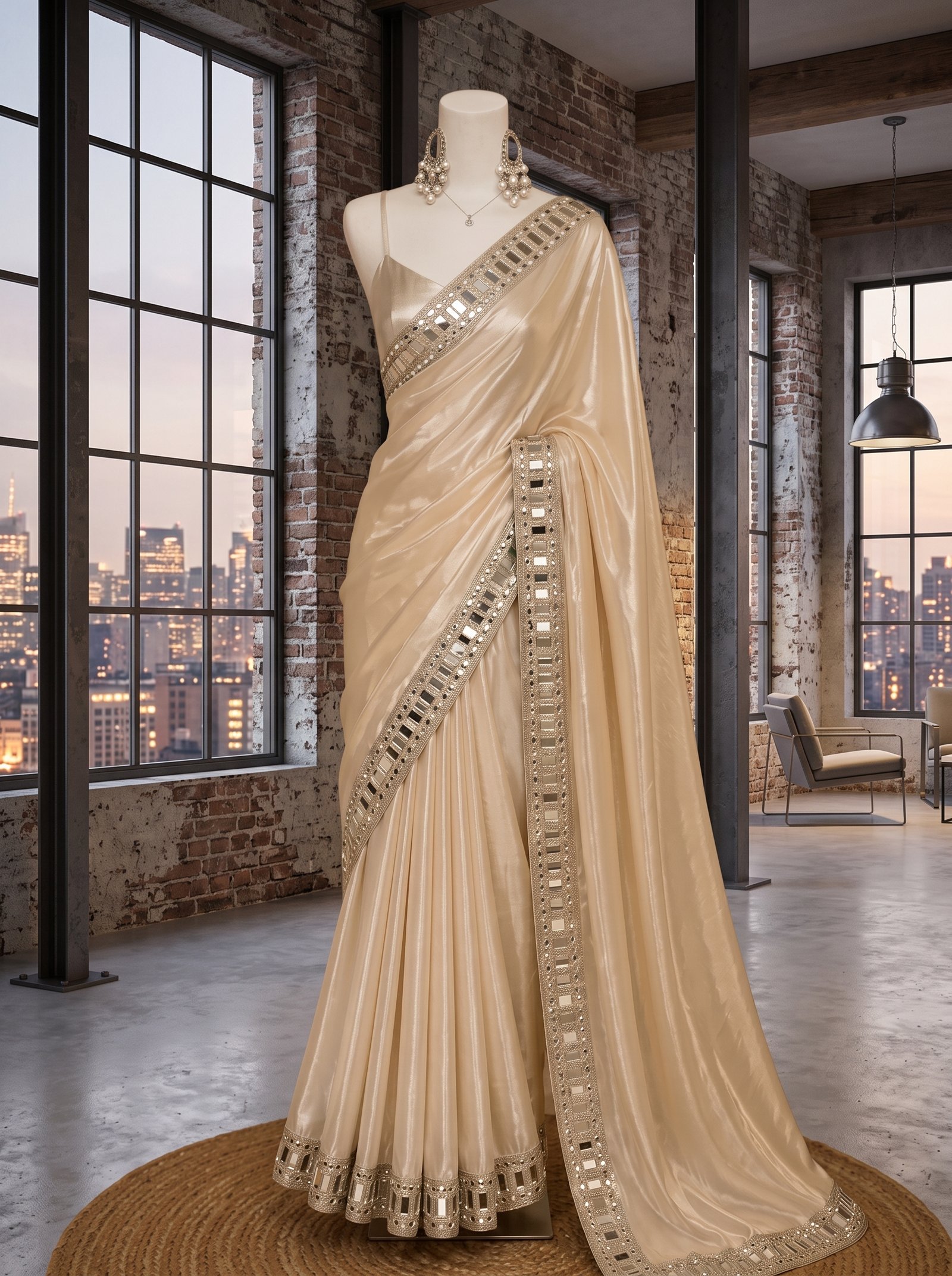 Black Velvet Saree with Gold Work
