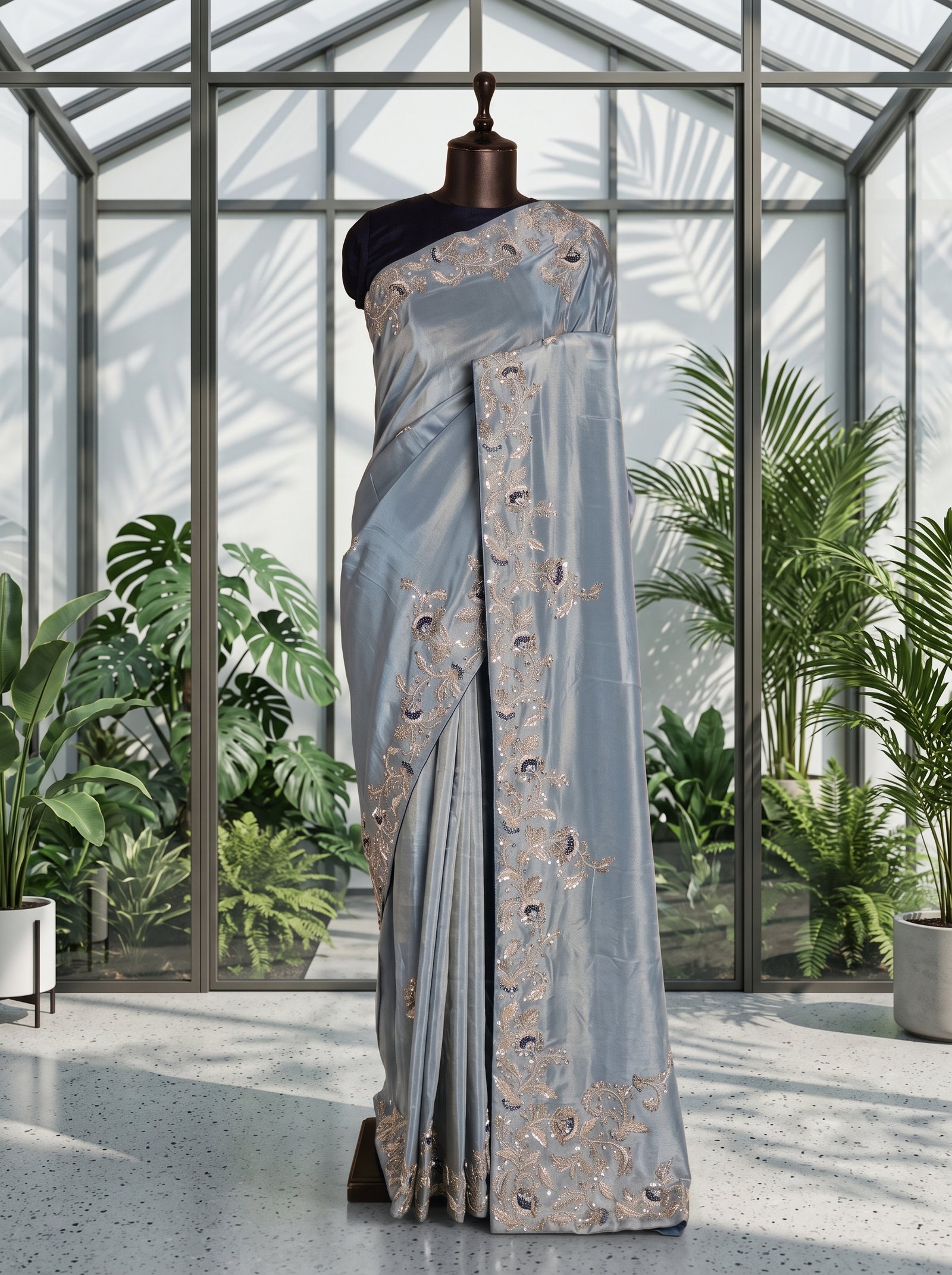 Wine Velvet Luxury Saree